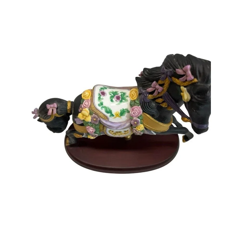 NEW LENOX Porcelain Carousel Horse 24K Gold Black Beauty Midnight Charger 1993